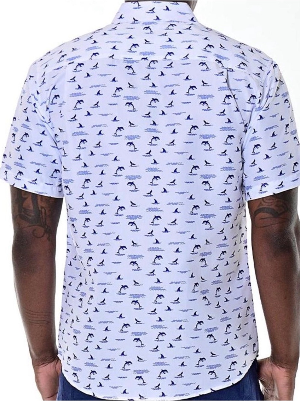 Men’s Button Down Short Sleeve Dolphin Print Hawaiian/Golf Shirt – Size 3XL 🐬⛳️